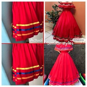 Mexican Folkloric skirt red Jalisco Vestido Folklorico Jalisco